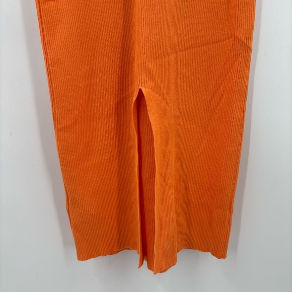 Caroline Constas Orange Ribbed Crochet Collar Midi Bodycon Dress Size Medium - Picture 7 of 8